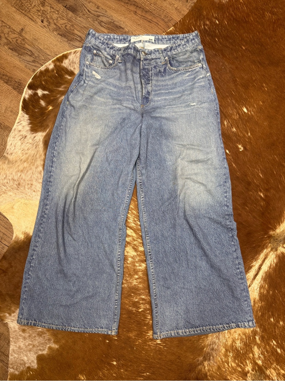 rag & bone Light Blue Wide-Leg Denim Jeans